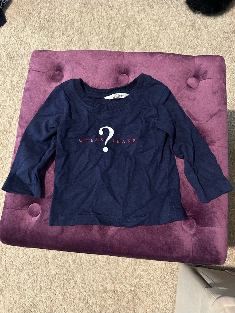 GUESS Navy Blue Long-Sleeve Logo Tee